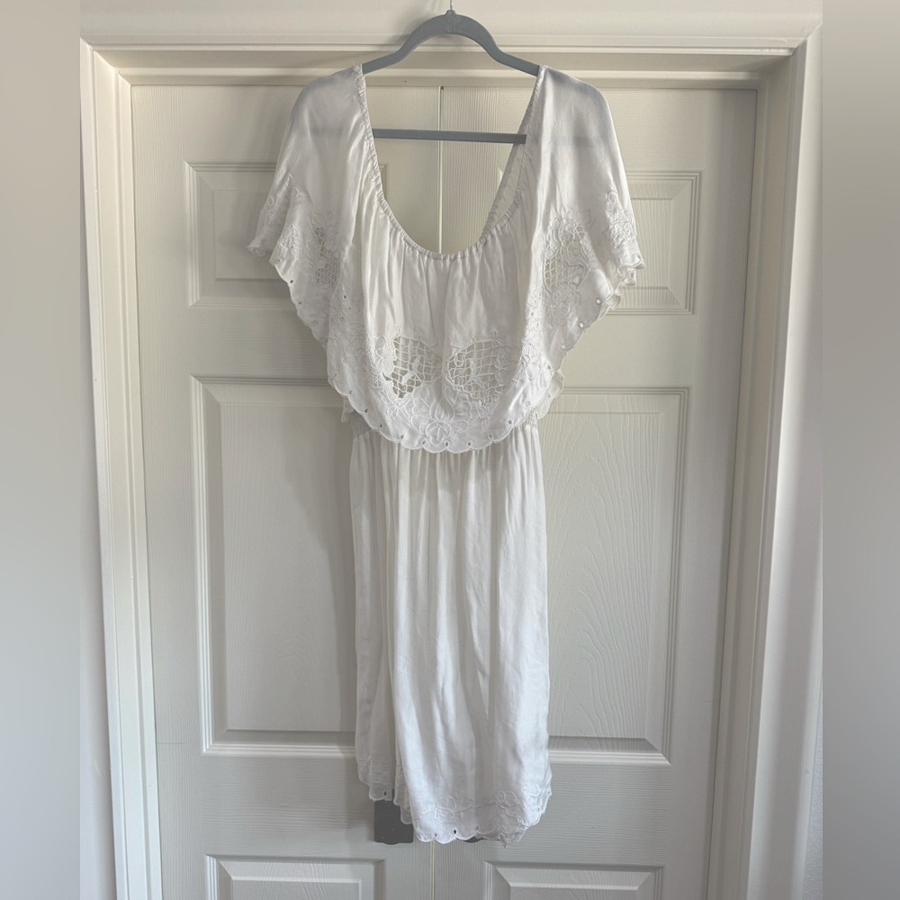 Free People White Lace Overlay Dress